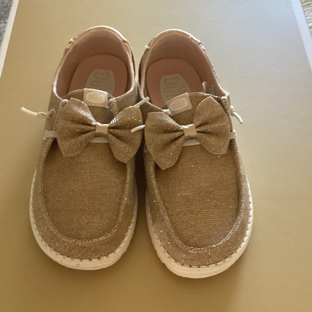Gold Hey Dudes Shoes with Bow